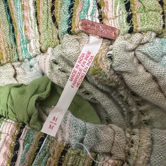 Free People Striped Wide Leg Pants - Green and Yellow - Picture 4 of 11